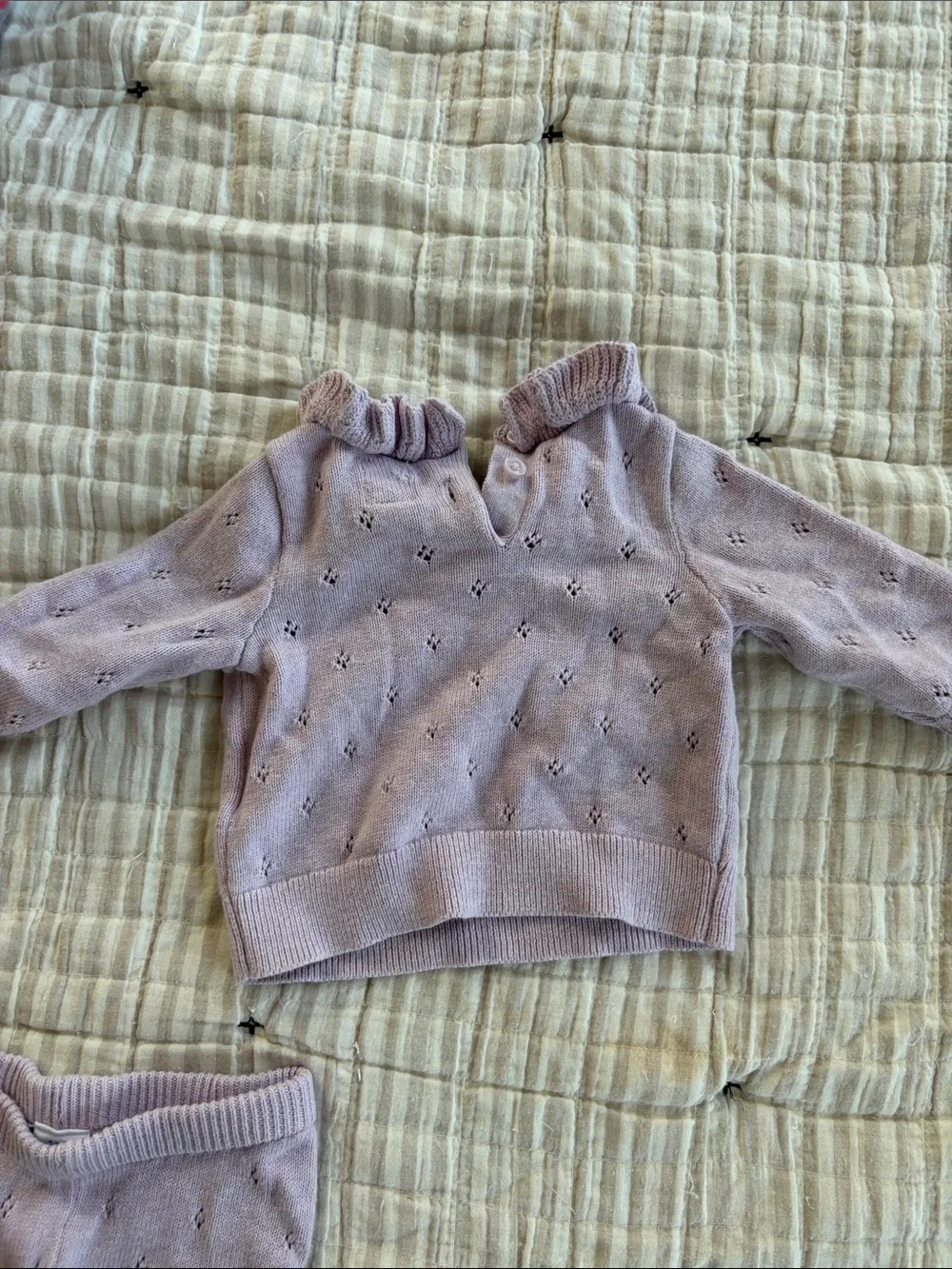 GAP Lilac Knit Ruffle Sweater & Jogger Set